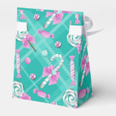 アクア&ピンクのクリスマスキャンディパターン フェイバーボックス (裏面サイド)