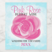 アクア、ピンクのバラのボトルまたはパッケージラベル ワインラベル (シングルラベル)
