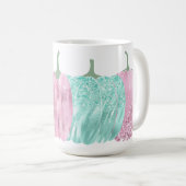 アクア&ピンクグリッタールックオータムカボチャ コーヒーマグカップ (正面右)