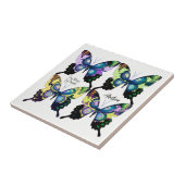 アクア、ピンク、黄色 – 蝶エレガント類 タイル (側面)