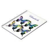 アクア、ピンク、黄色 – 蝶エレガント類 ノートブック (左側)