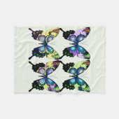 アクア、ピンク、黄色 – 蝶エレガント類 フリースブランケット (正面(横))