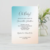 アクア ピーチ ホワイト オンブレ ベイビー シャワー 招待状 (スタンド正面)