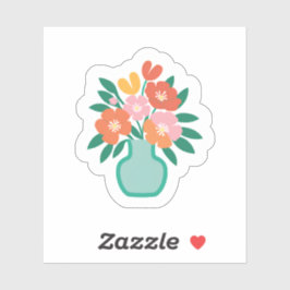 アクア フラワー ブーケ | 花瓶 かわいい イラスト シール