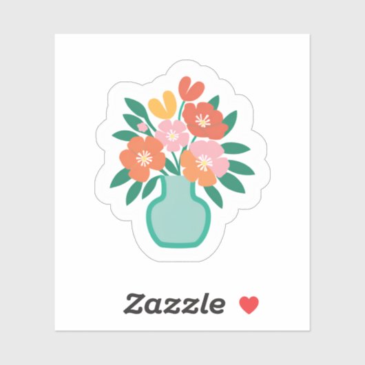 アクア フラワー ブーケ | 花瓶 かわいい イラスト シール (シート)