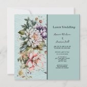 アクア フローラル ガーデン ウェディング 招待状 (正面)