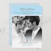 アクア フローラル フラワーズ フォト ウェディング アナウンスメント 案内状 (正面/裏面)