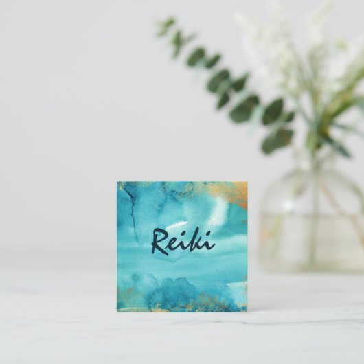 *~*アクア·フローラ·金ゴールド·ヒーラー·霊気·エネルギー スクエア名刺 (スタンド正面)