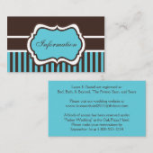 アクア、ブラウン、ホワイトのダマスク柄封入カード エンクロージャーカード (正面/裏面)