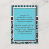 アクア、ブラウン、ホワイトダマスクストライプのエンクロージャカード エンクロージャーカード (裏面)