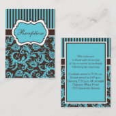 アクア、ブラウン、ホワイトダマスクストライプのエンクロージャカード エンクロージャーカード (正面/裏面)