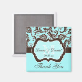 アクア、ブラウン、ホワイトフローラ結婚式の引き出物磁石 マグネット (正面/裏面)