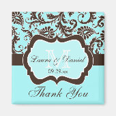 アクア、ブラウン、ホワイトフローラ結婚式の引き出物磁石 マグネット (正面)