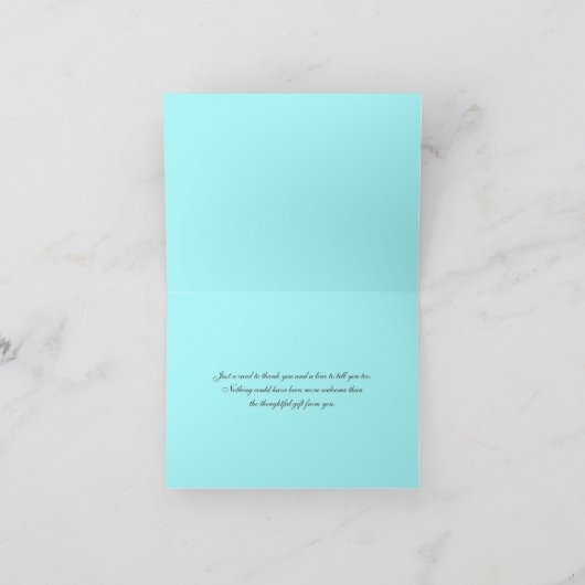 アクア、ブラウン、白のストライプの感謝カード サンキューカード (内部)