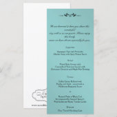 アクア&ブラックエレガントなウェディングメニュー メニュー (正面/裏面)