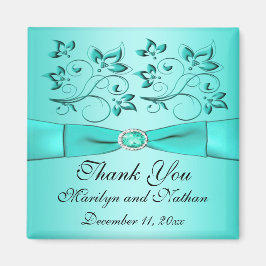 アクア・ブラックフローラ結婚式の引き出物磁石 マグネット