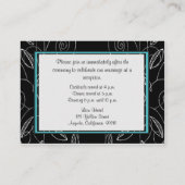 アクア&ブラックラブバードウェディングレセプションカード エンクロージャーカード (裏面)