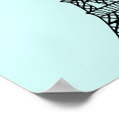 アクア ブラック エッフェル タワー ウォール アート ポスター プリント (角)