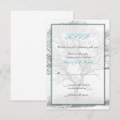 アクア ブラック ホワイト ウィンター ツリー ウェディング レスポンス カード (正面/裏面)