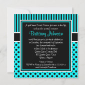 アクア、ブラック ポルカドット 16歳の誕生日招待状 招待状 (裏面)