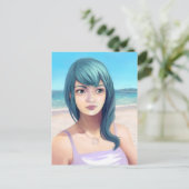 アクア – ブルーフォールドかわいらしガールオンビーチ ポストカード (スタンド正面)