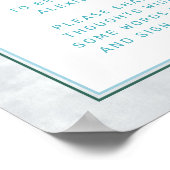 アクア&ブルー水彩フローラタイムカプセルサイン ポスター (角)