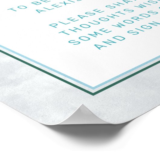 アクア&ブルー水彩フローラタイムカプセルサイン ポスター (角)