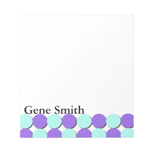 アクア&ブルー水玉模様 ノートパッド (正面)