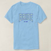 アクア+ベージュストライプネイビーヴァーシティBRIDE Tシャツ (デザイン正面)