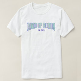 アクア＋ベージュストライプネイビー付きメイド・オブ・オナー Tシャツ