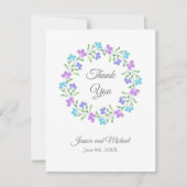 アクア、ペリウィンクル、パープルウォーターのカラーフローラリース サンキューカード (正面)
