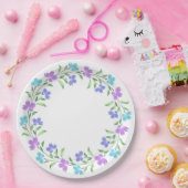 アクア、ペリウィンクル、パープルウォーターのカラーフローラリース ペーパープレート (パーティー)