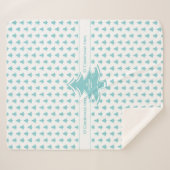 アクア&ホワイトの象徴的なクリスマスツリーパターン シェルパブランケット (正面(横))