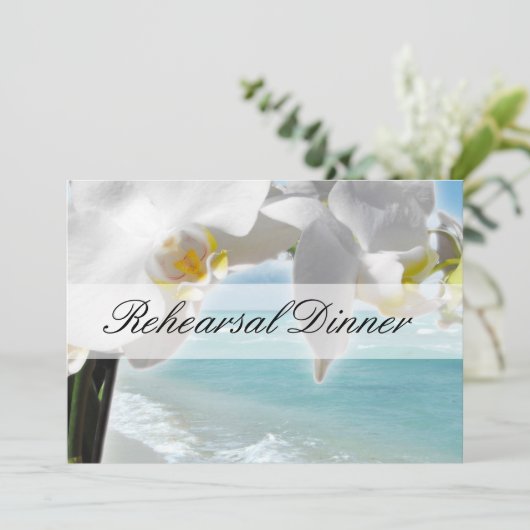 アクア/ホワイトオーキッドビーチリハーサルディナー招待状 招待状 (スタンド正面)
