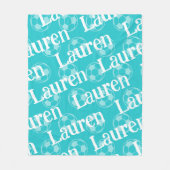 アクア&ホワイトノベルティサッカーフリースブランケット フリースブランケット (正面)