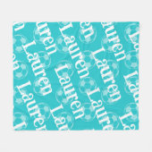 アクア&ホワイトノベルティサッカーフリースブランケット フリースブランケット (正面(横))