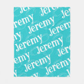 アクア&ホワイトノベルティサッカーフリースブランケット フリースブランケット (正面)