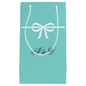 アクア&ホワイトボウズパーティーバッグ スモールペーパーバッグ (正面)