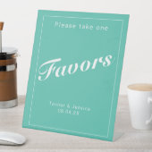 アクア&ホワイトミニマモダンリスト結婚式の引き出物 台座サイン (インサイチュ)