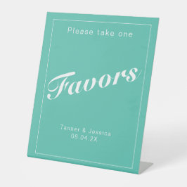 アクア&ホワイトミニマモダンリスト結婚式の引き出物 台座サイン