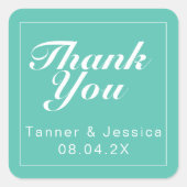 アクア&ホワイトモダンミニマリスト スクエアシール (正面)