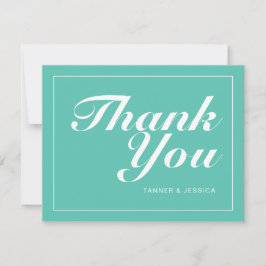 アクア&ホワイトモダンミニマ結婚リスト サンキューカード