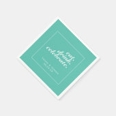 アクア&ホワイトモダンミニマ結婚リスト スタンダードカクテルナプキン (角)