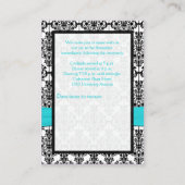 アクア・ホワイト・アンド・ブラックのダマスク・レセプション・カード エンクロージャーカード (裏面)