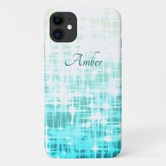 アクア ホワイト グラデーション グロー スパークル オリジナル Case-Mate iPhoneケース (裏面)