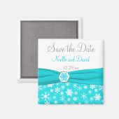 アクア、ホワイト、グレーの雪片は日付磁石を保存 マグネット (正面/裏面)