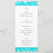 アクア、ホワイト、グレーの雪片メニューカード メニュー (裏面)