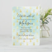 アクア ホワイト ゴールド トロピカル グラム パイナップル 招待状 (スタンド正面)