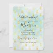 アクア ホワイト ゴールド トロピカル グラム パイナップル 招待状 (正面)