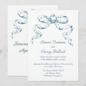 アクア ボウ スワッグ ウェディング インビテーション (正面/裏面)